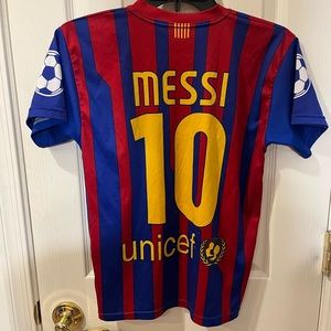 red and blue messi shirt